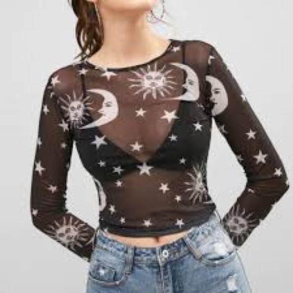 Sun & Moon Sheer Mesh Crop Top - Picture 4 of 5